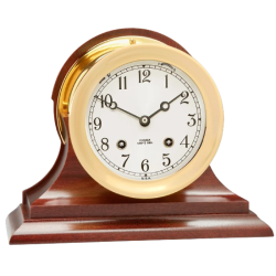 Chelsea Clock glazenslaande klok op Traditional Base 4 1/2 inch messing 27011