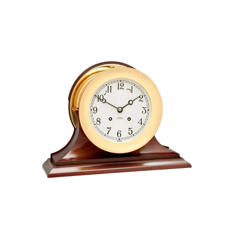 Chelsea Clock glazenslaande klok op Traditional Base 6 inch messing 28011