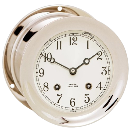 Chelsea Clock ship's bell clock nickel 4 1/2 inch Arabic 90501