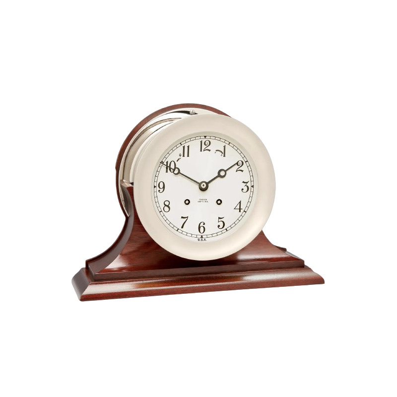 Chelsea Clock glazenslaande klok op Traditional Base 6 inch nikkel 28061