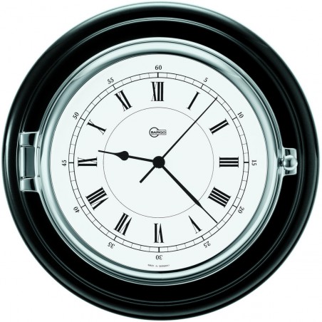 Barigo Captain quartz wall clock chrome-plated black 210mm 1587CR