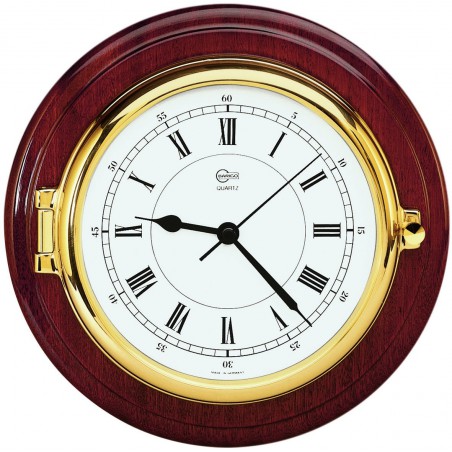 Barigo Captain quartz wall clock mahogany brass 210mm 1587M