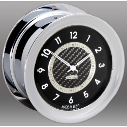 Chelsea Clock 12 Hour Clock Carbon Fiber Nickel 80150