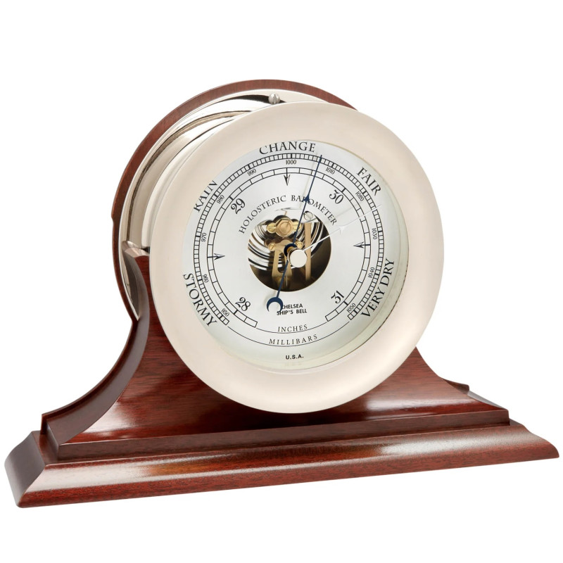 Chelsea Clock 4 1/2 inch barometer nikkel on traditional base 27131