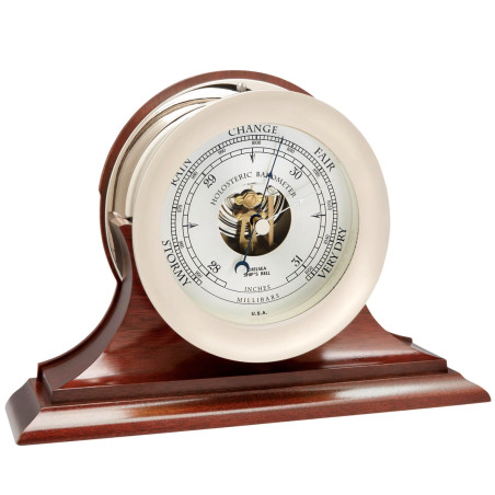 Chelsea clock 8 1/2 inch barometer nickel on traditional base 29071