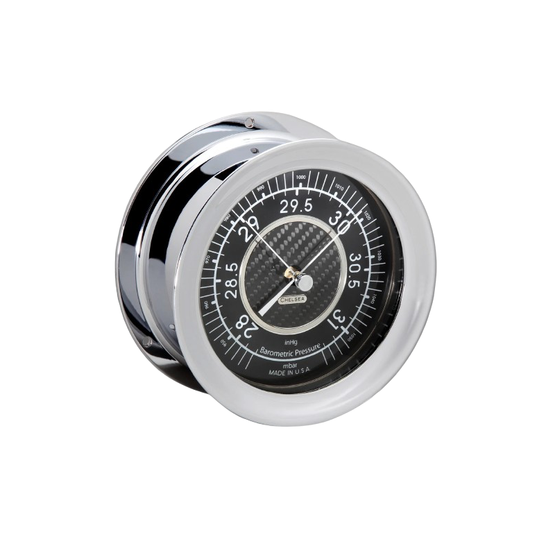Chelsea Clock Carbon Fiber Barometer Nikkel 4 1/2 inch 80120