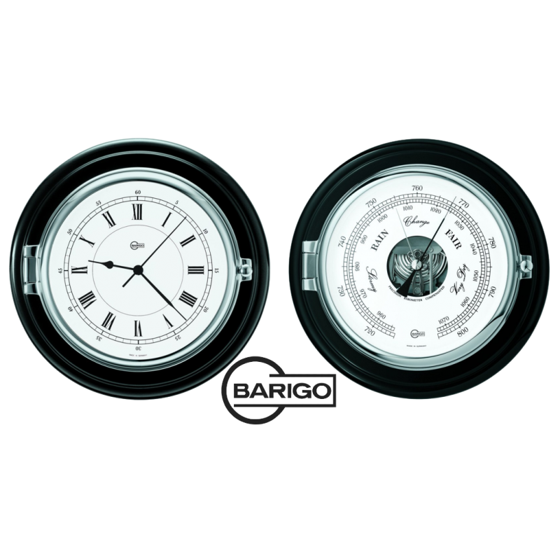 Barigo Captain set clock & barometer chrome 210mm 1585CR -1587CR
