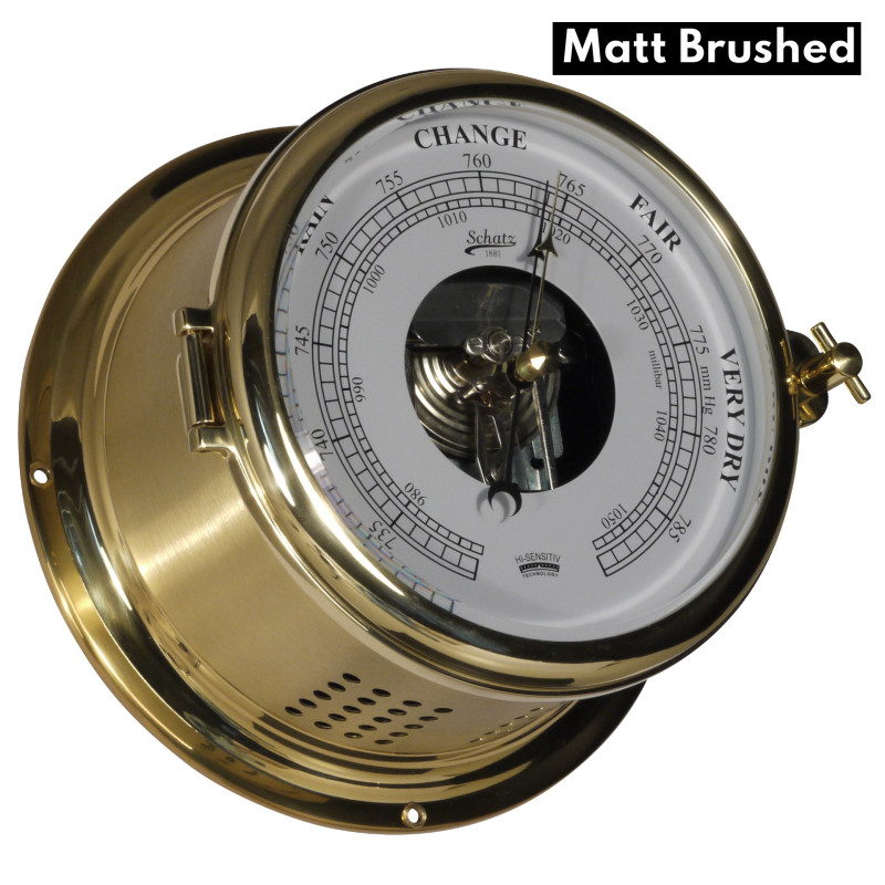 Schatz Royal open dial barometer geborsteld messing 180mm 481B