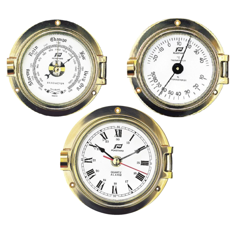 Plastimo 3 inch set brass clock set 120mm 12765-12767-18683