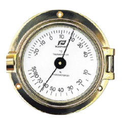 Plastimo 3 inch brass clock set with alarm 120mm 12766-12767-18683 shipsclockshop.com thermo/hygrometer