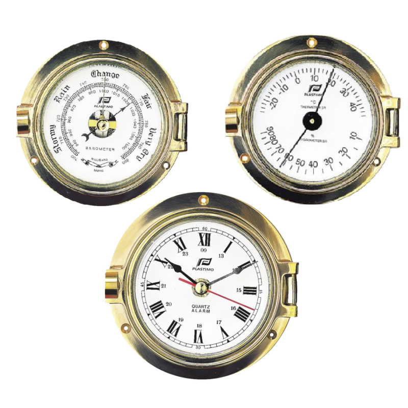 Plastimo 3 inch brass clock set with alarm 120mm 12766-12767-18683 shipsclockshop.com