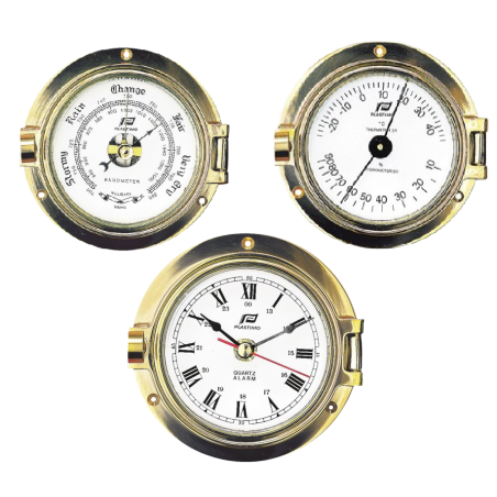 Plastimo 3 inch brass clock set with alarm 120mm 12766-12767-18683 shipsclockshop.com