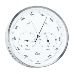 Barigo steel set clock and weatherstation stainless steel 162mm 350M+650M barometer thermometer hygrometer