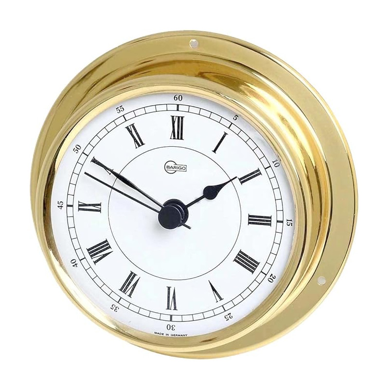 Barigo Tempo S Quartz clock brass Roman 88mm 6710MS