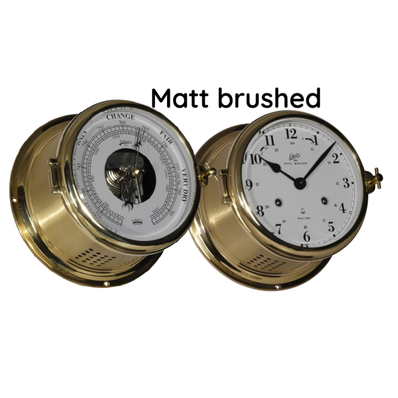 Schatz Royal set mechanische klok en barometer geborsteld messing 180mm 481CSA+481B
