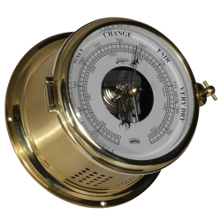 Schatz Royal set mechanische klok en barometer geborsteld messing 180mm 481CSA+481B  barometer