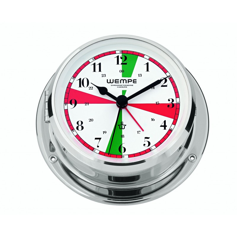 Wempe Skiff Radioroom clock with silent sectors chrome-plated brass 110mm CW090001