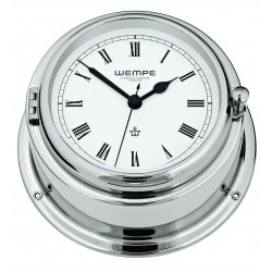 Wempe Bremen II quartz clock chrome Roman 150mm CW360006 shipsclockshop.com
