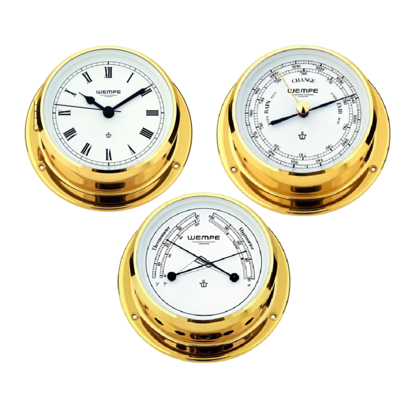 Wempe Skiff clock set brass 110mm CW070002+CW070005+CW070006