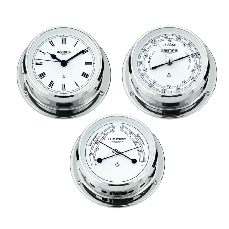 Wempe Skiff clock set chrome-plated 110mm CW090002-CW090004-CW090005