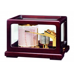 Wempe Drum barograph brass in polished mahogany enclosure CW810002