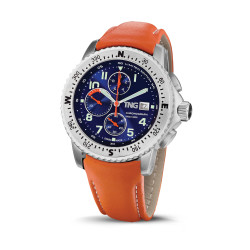 TNG Baltic Cup 43mm orange Leather strap Blue dial TNG10135H