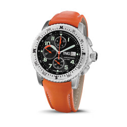 TNG Baltic Cup 43mm orange Leather strap black dial TNG10135G