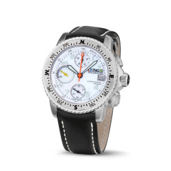 TNG Baltic Cup 43mm black Leather strap white dial TNG10135F