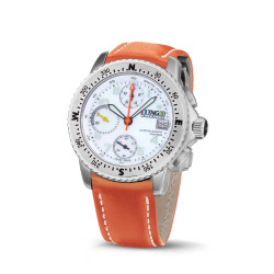TNG Baltic Cup 43mm orange Leather strap white dial TNG10135F